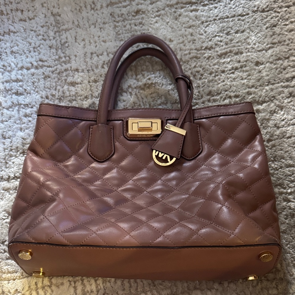 Luxurious Pink Quilted Satchel by Michael Kors